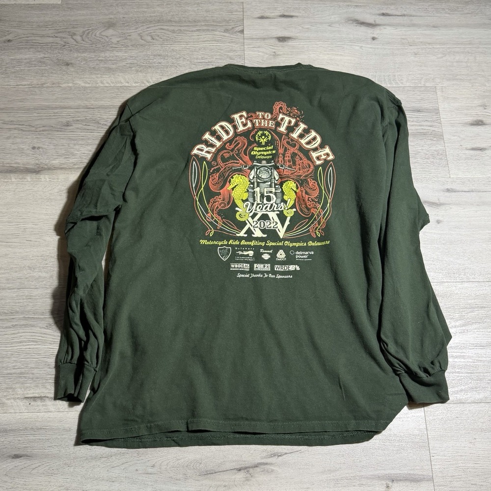Special Olympics Delaware Ride To The Tide XV 2022 Long Sleeve T Shirt 2XL Green